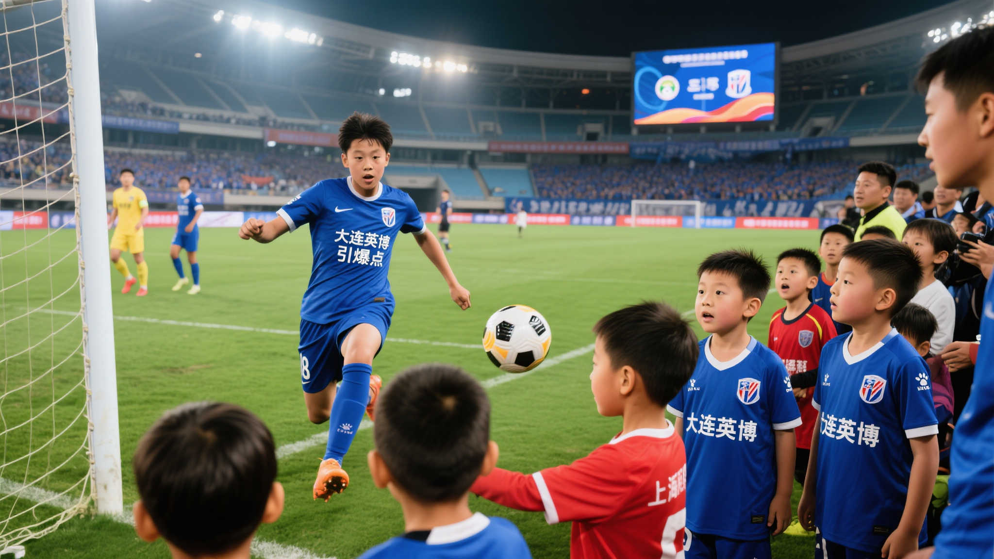 大连英博与上海申花对决点燃小朋友足球热情 大连英博与上海申花对决点燃小朋友足球热情